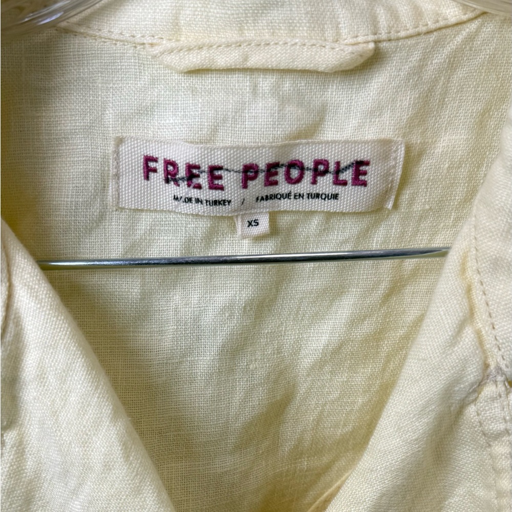 Free People‎ Bennie Crop Blazer Linen Yellow Size XS - Picture 4 of 5